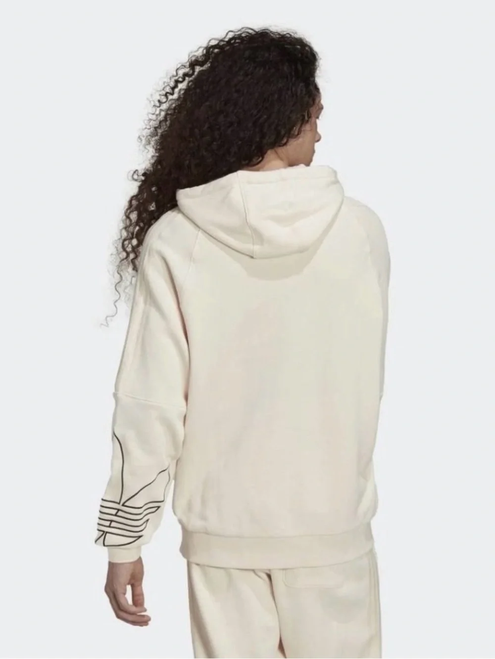 Adidas Originals Tricolor Graphic Hoodie Cream Pullover Sweatshirt Men’s S